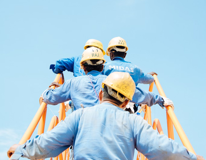 Construction team at work