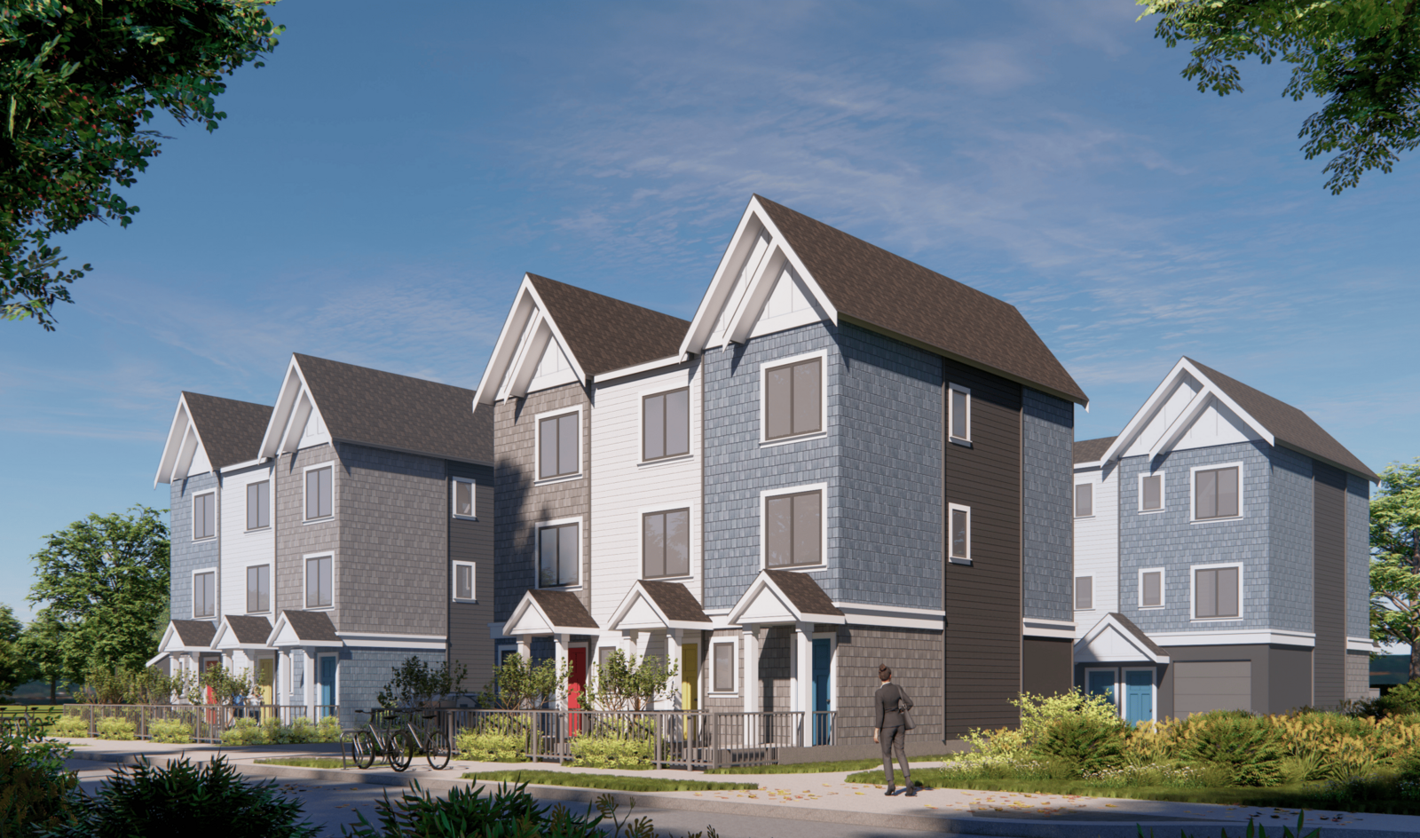 Architectural rendering of the Festubert Street townhome development in Duncan